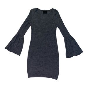 Chic Cynthia Rowley Grey Knit Bell Sleeve Dress - Size Small